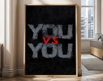 You vs You Motivational Framed Canvas Prints, Entrepreneur Office Decor Success Quote Poster