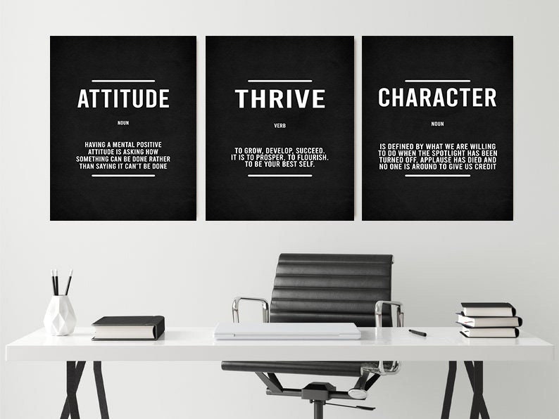 3 Piece Wall Art Office Decor Motivational Canvas Print Etsy