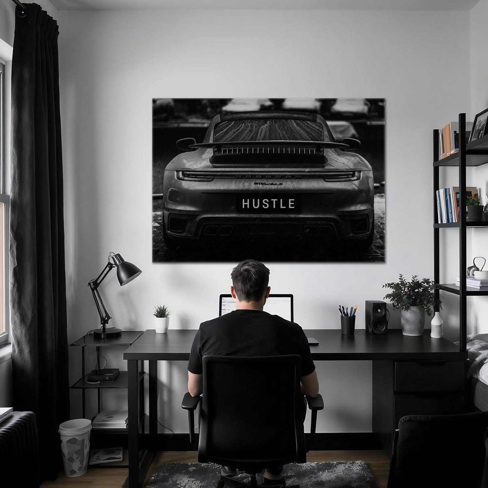 Porsche Poster Motivational Wall Art for Office Decor Hustle Quote ...