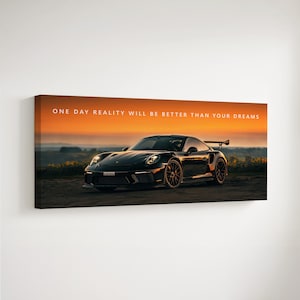 Motivational Quote Porsche Wall Art For Office Decor Landscape Canvas Entrepreneur Gift Inspirational Poster Successful Mindset Art Print Canvas