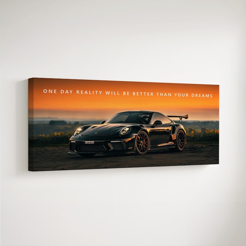 Motivational Quote Porsche Wall Art For Office Decor Landscape Canvas Entrepreneur Gift Inspirational Poster Successful Mindset Art Print Canvas