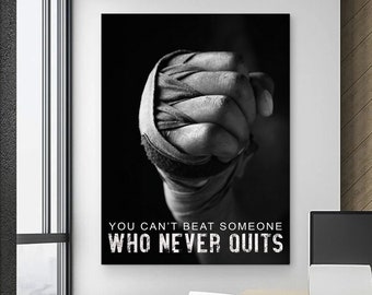Motivational Boxing Wall Art Never Give Up Inspirational Quote For Home Gym Wall Decor Sports Mindset Poster Gym Quote Sign Success Canvas