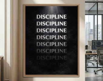 Discipline Wall Art : Minimalist Workspace Framed Canvas Success Mindset Poster Entrepreneur Office Decor.