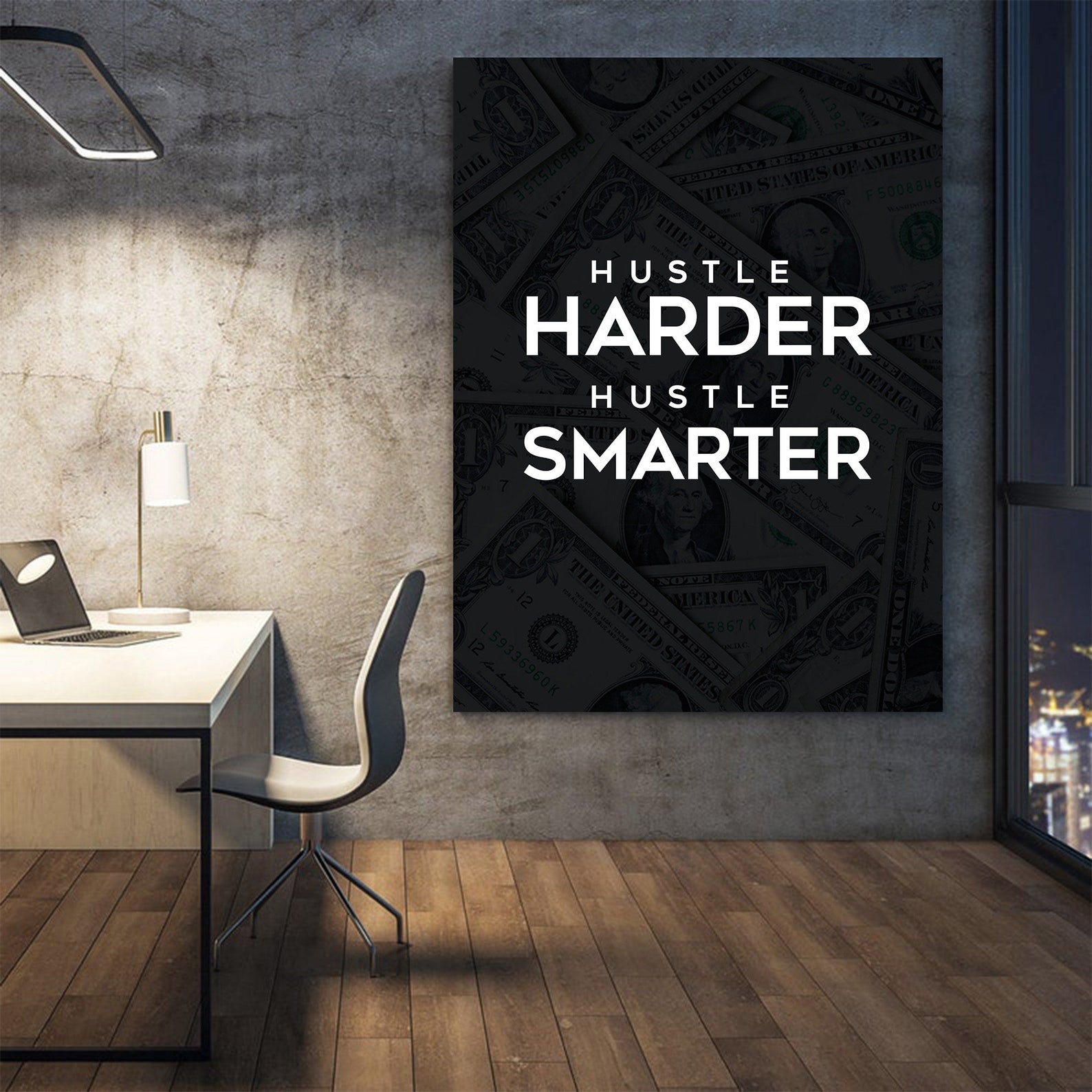 Hustle Motivational Wall Decor Canvas Office Art Entrepreneur Etsy