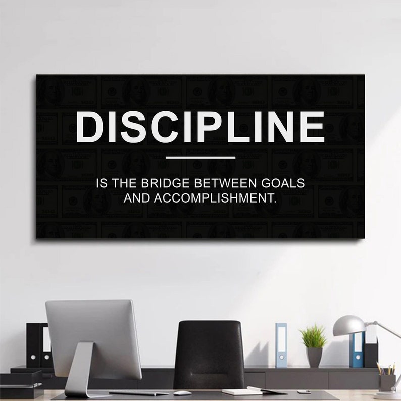 Discipline Poster Inspirational Canvas For Home Office Wall Art Success Mindset Prints