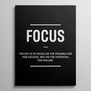 Focus Definition Prints Success Quote Poster Motivational Wall Art For Office Framed Prints Focus Canvas Workplace Decor Entrepreneur Sign