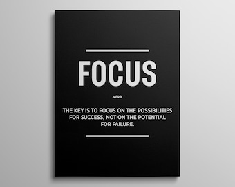 Focus Definition Prints Success Quote Poster Motivational Wall Art For Office Framed Prints Focus Canvas Workplace Decor Entrepreneur Sign