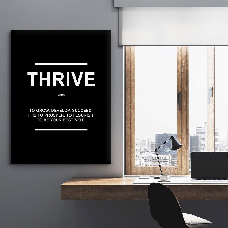 Thrive Definition Wall Art Modern Office Decor Entepreneur Quote