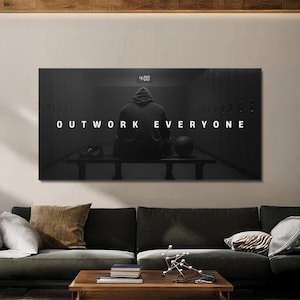Outwork Everyone Motivational Basketball Wall Art For Teen Boys Room Decor Landscape Office Sport Poster Inspirational Quote Canvas Prints