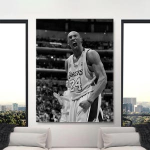 Kobe Bryant Celebration Poster Black White Wall Art Vintage Basketball Print Boys Dorm Room Decor Kobe 24 Legend Los Angeles Canvas Sign