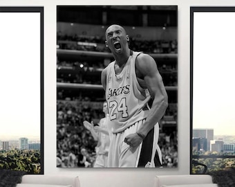 Kobe Bryant Celebration Poster Black White Wall Art Vintage Basketball Print Boys Dorm Room Decor Kobe 24 Legend Los Angeles Canvas Sign