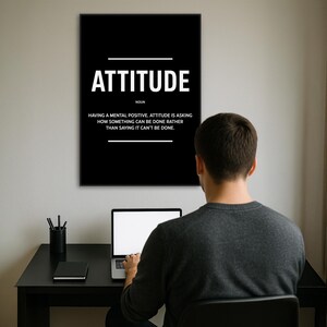 Attitude Definition Prints Minimalist Office Poster Growth Mindset Canvas Inspirational Attitude Wall Art Positive Mindset Quote Sign zdjęcie 2