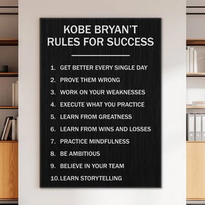 Kobe Bryant Rules Of Success Poster Motivational Canvas For Boys Room Decor Basketball Sign Office Wall Art Kobe Bryant Quotes Wall Art