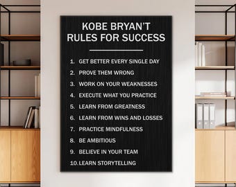 Kobe Bryant Rules Of Success Poster Motivational Canvas For Boys Room Decor Basketball Sign Office Wall Art Kobe Bryant Quotes Wall Art