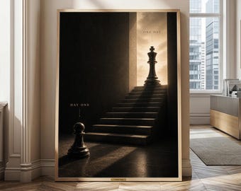 Day One Vs One Day, Motivational Chess King Wall Art For Luxury Office Decor, Inspirational Framed Poster For Entrepreneur Canvas
