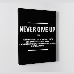 Never Give Up Poster Motivational Wall Art For Office Decor Entrepreneur Canvas Inspirational Quotes Prints Success Wall Art Growth Mindset