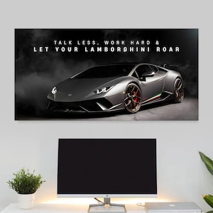 Lamborghini Motivational Poster Sport Cars Wall Art For Office Decor Success Quote Prints Inspirational Cars Canvas Work Hard Quote Poster