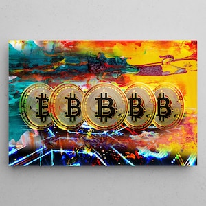 Bitcoin Wall Art Crypto Art Decor For Crypto Trader Office Wall Art Modern Bitcoin Painting For Trading Room Decor BTC Canvas Prints