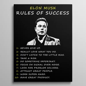 Elon Musk Rules Of Success Canvas Motivational Wall Art Office Decor Success Ingredients Print Entrepreneur Poster Successful Mindset Sign