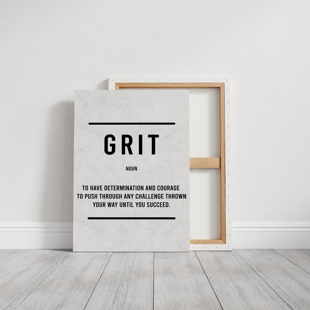 Grit Definition Wall Art Office Decor Motivational Canvas Entrepreneur