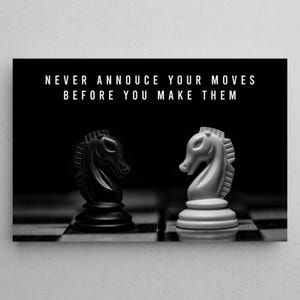 Black Chess Wall Art Inspirational Quote Poster For Home Office Decor Motivational Canvas King Chess Prints Workplace Artwork Success Sign