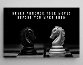 Black Chess Wall Art Inspirational Quote Poster For Home Office Decor Motivational Canvas King Chess Prints Workplace Artwork Success Sign