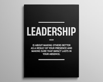 Inspirational Leadership Canvas For Workplace Wall Art For Office Decor Leadership Definition Poster Entrepreneur Canvas Leader Gifts