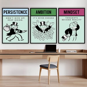 3 Piece Inspirational Wall Art For Home Office Art Decor Motivational Definitions Prints Entrepreneur Poster Persistence Ambition Mindset