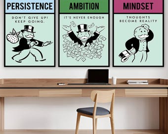 3 Piece Inspirational Wall Art For Home Office Art Decor Motivational Definitions Prints Entrepreneur Poster Persistence Ambition Mindset