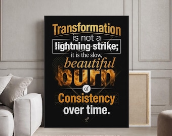 Consistency Quote Wall Art Canvas Motivational Discipline Poster, Inspirational Success Mindset Decor for Office, Self Discipline Prints