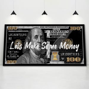 Motivational Money Wall Art For Home Office Quote Decor Ben Franklin Prints 100 Dollars Bill Poster Millionaire Sign Entrepreneur Canvas