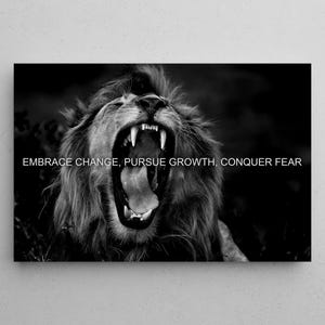 Motivational Lion Wall Art Office Decor Black And White Animal Prints Inspirational Quotes Poster For Entrepreneur Canvas Success Wall Art
