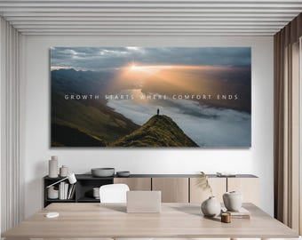 Inspirational Wall Art For Office Decor Growth Mindset Canvas Gifts For Entrepreneur Wall Art Landscape Workspace Decor Success Quotes Print