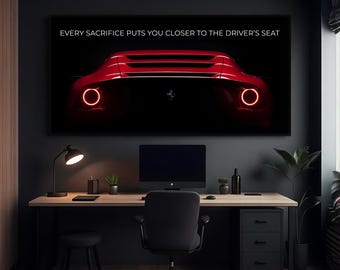 Ferrari Wall Art Motivational Quote Canvas Cars Office Decor Supercar Inspirational Poster For Workspace