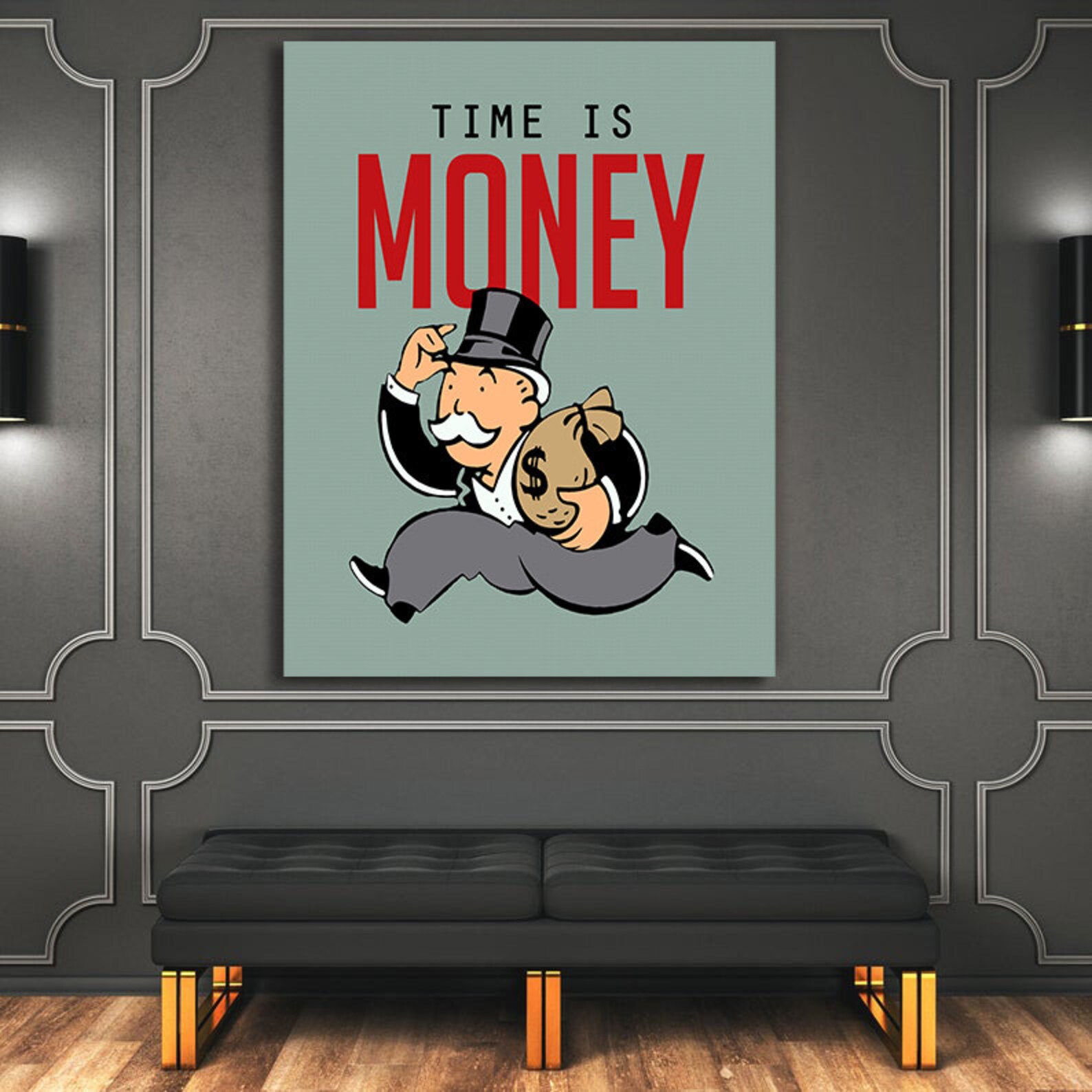 Time Is Money Motivational Wall Decor Canvas Prints Office Etsy