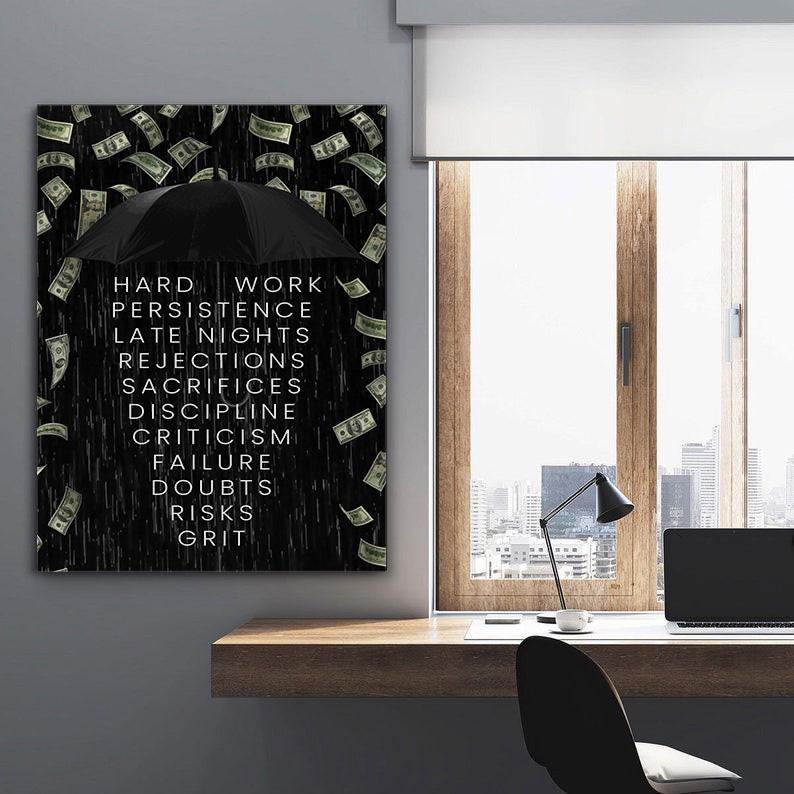 Success Poster for Entrepreneur Wall Art Motivational Money Canvas Home ...