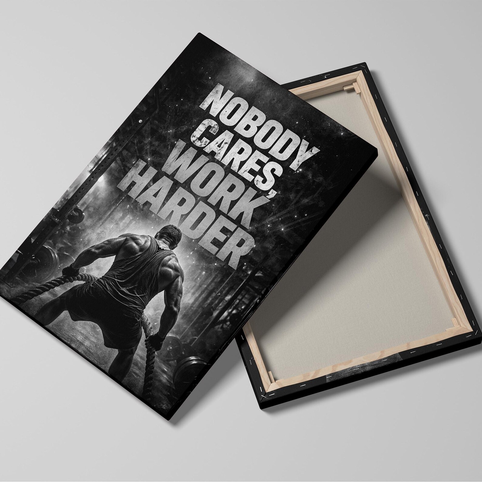 Nobody Cares Work Harder Motivational Canvas for Home Gym Wall Art ...