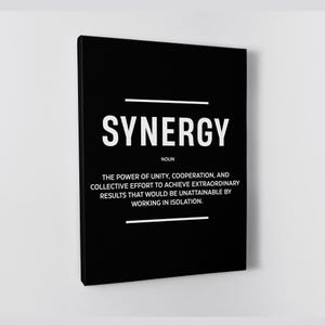 Synergy Definition Poster Inspirational Teamwork Sign Prints For Office Wall Art Team Work Poster Motivational Workplace Wall Canvas Decor