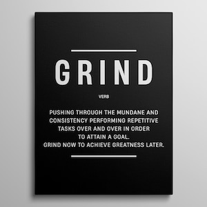 Motivational Grind Poster Inspiring Entrepreneur Office Wall Art For Workplace Prints Definition Grind Quote Sign Success Mindset Canvas