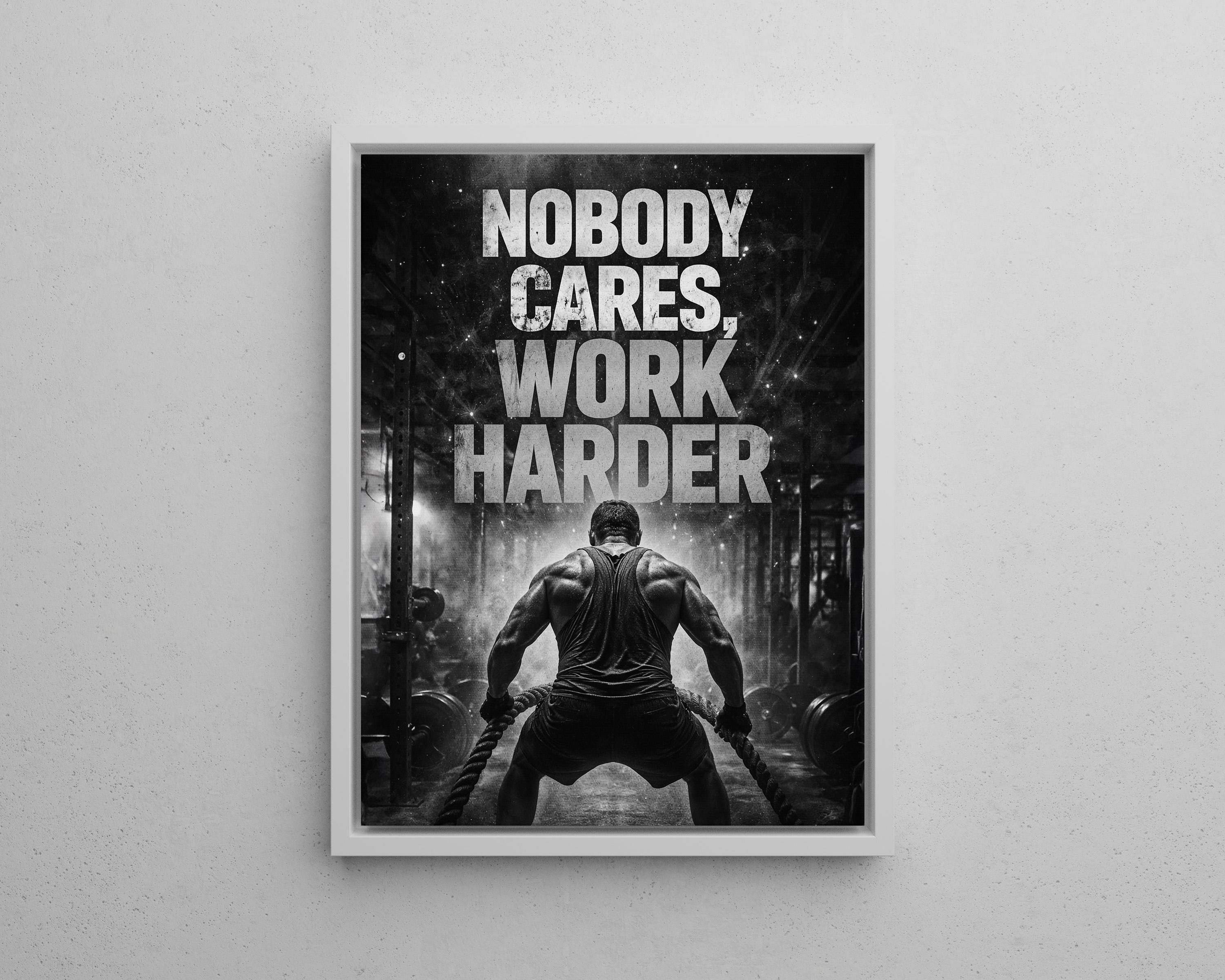 Nobody Cares Work Harder Motivational Canvas for Home Gym Wall Art ...