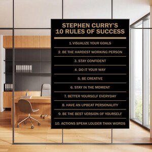 Steph Curry Wall Art 10 Rules Of Success Poster Motivational Canvas For Office Decor Basketball Wall Art Success Quote Inspiring Canvas
