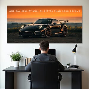 Motivational Quote Porsche Wall Art For Office Decor Landscape Canvas Entrepreneur Gift Inspirational Poster Successful Mindset Art Print