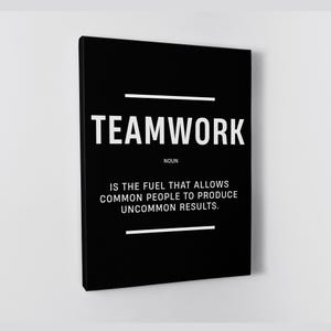 Teamwork Wall Art Modern Office Wall Decor Leadership Canvas Motivational Wall Art Team Work Definition Prints Black And White Workspace Art