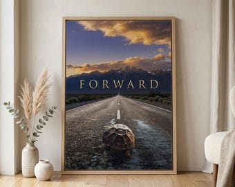 Forward Motivational Wall Art Canvas, Perseverance Quote Poster Inspirational Office Frame Decor, Keep Going Workspace Success Prints