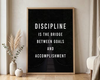 Discipline Quote Wall Art Motivational Poster for Office Decor, Minimalist Success Canvas Prints Workplace Sign Entrepreneur Gifts Idea