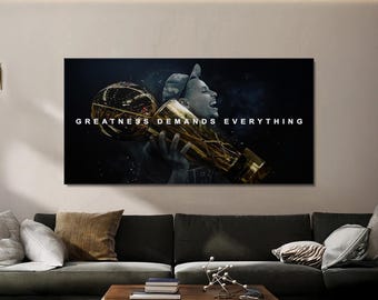 Steph Curry Poster Motivational Sports Wall Art For Teens Boy Room Decor, Basketball Canvas Prints Greatness Quotes Landscape Office Decor