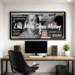 Motivational 100 Dollar Bill Canvas Prints For Entrepreneur Office Wall Art Landscape Money Poster Millionaire Art Decor