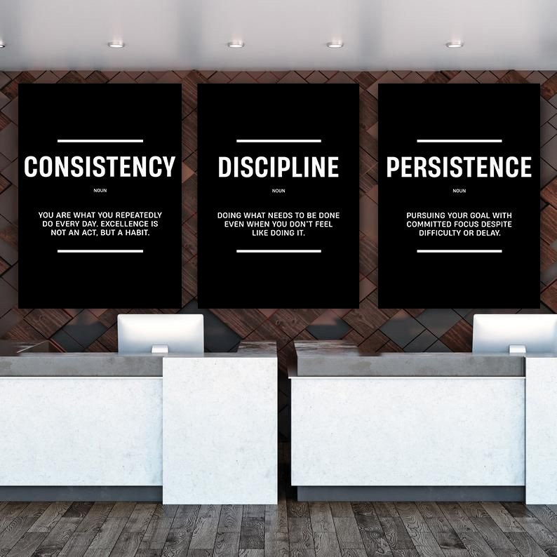 Peritance Posters Motivational Bundle Wall Art for Office Decor Consistency Definition ...