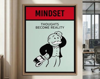 Mindset Definition Canvas Print - Inspirational Canvas For Home Office Decor, Mindfulness Quote Wall Art.