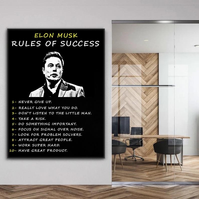 Elon Musk Wall Art Rules of Success Motivational Poster for ...